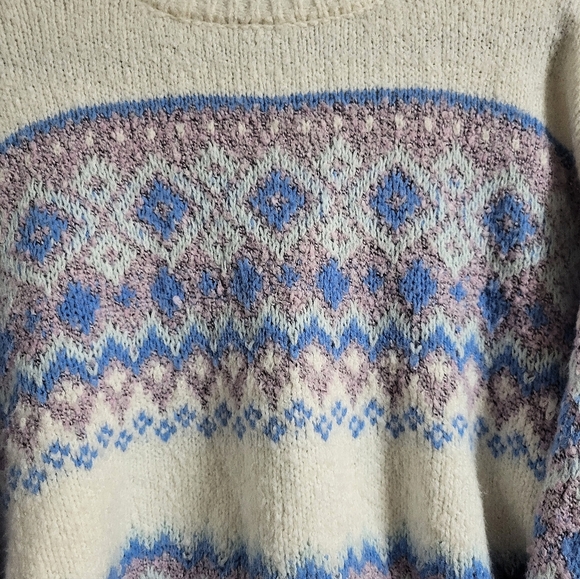 Sincerely Jules Cropped Fair Isle Wool Blend Knit Sweater Size M - Picture 3 of 6